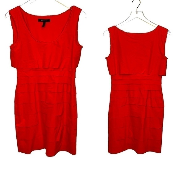 BCBGMaxAzria Dresses & Skirts - BCBGMaxAzria Sleeveless Scoop Neck Pleated Bodycon Persimmon Sawyer Dress Sz 4